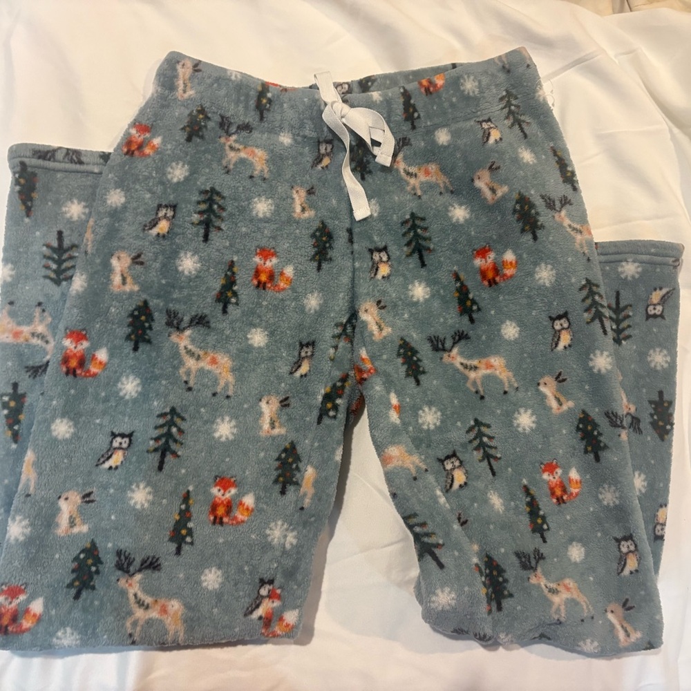 Women's Blue Forest Animal Print Pajama Pants